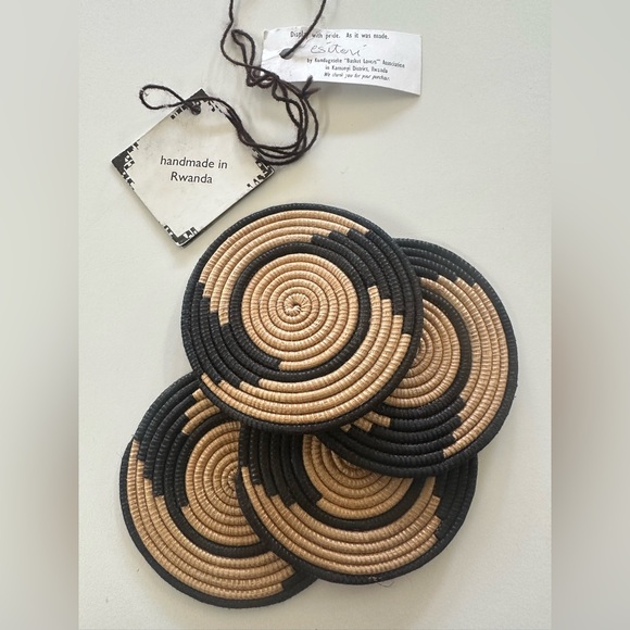 Azizi Life Tan & Black Mixed Set of 4 Coasters - Picture 2 of 4
